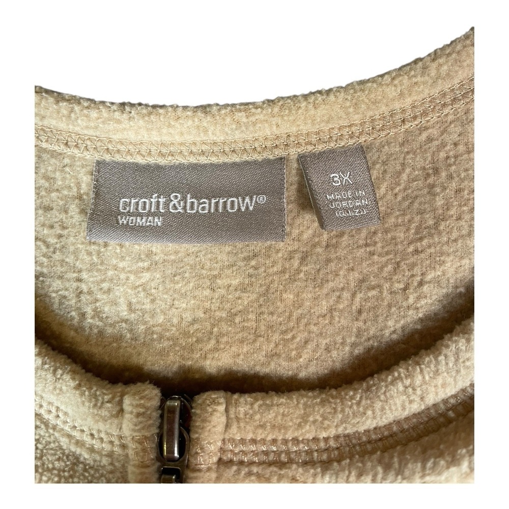 Croft & Barrow Women's Full-Zip Fleece Beige Size 3X - Picture 4 of 6